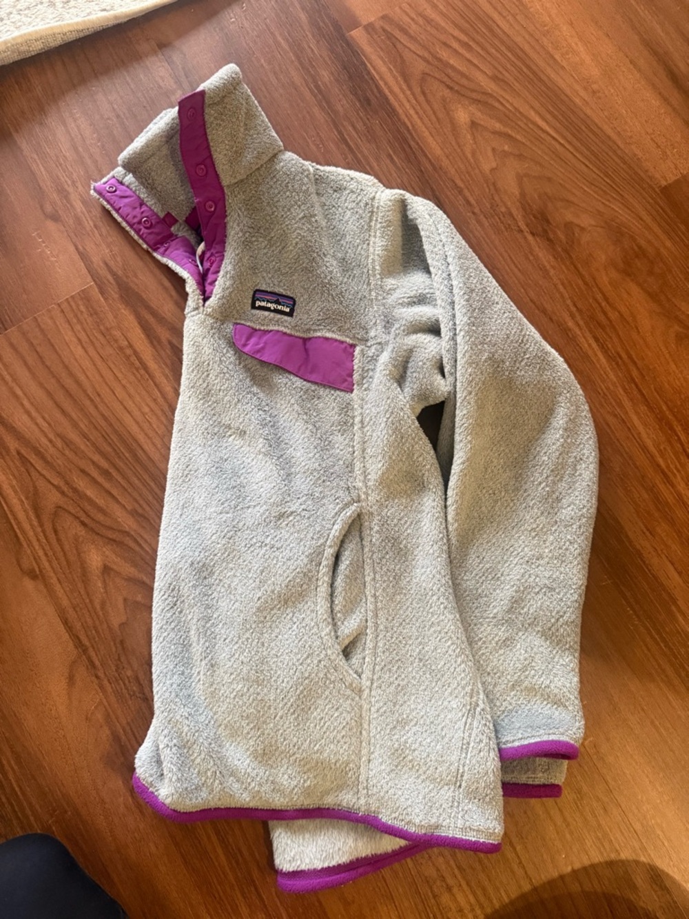 Patagonia Gray Fleece Jacket with Purple Trim